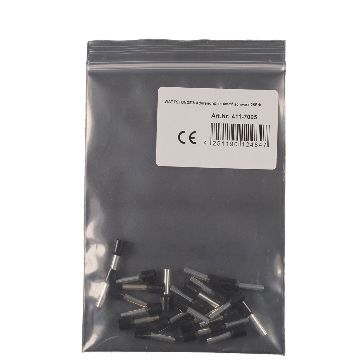 WATTSTUNDE® Aderendhülse 4 mm² schwarz 25 Stk.