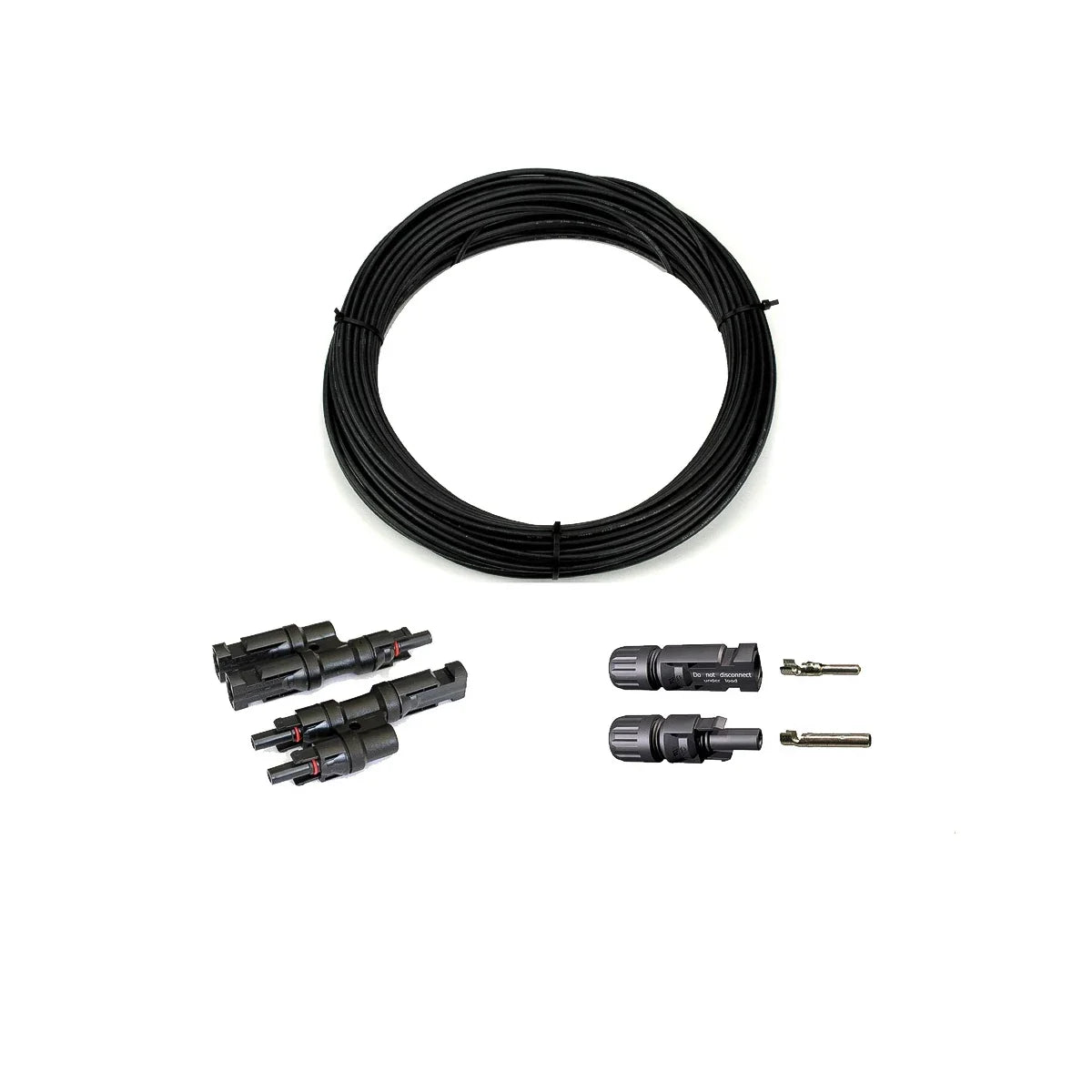 6mm² Anschluss Set II (L) - 2 Module parallel mit MC4 Stecker - 20m Solarkabel lose