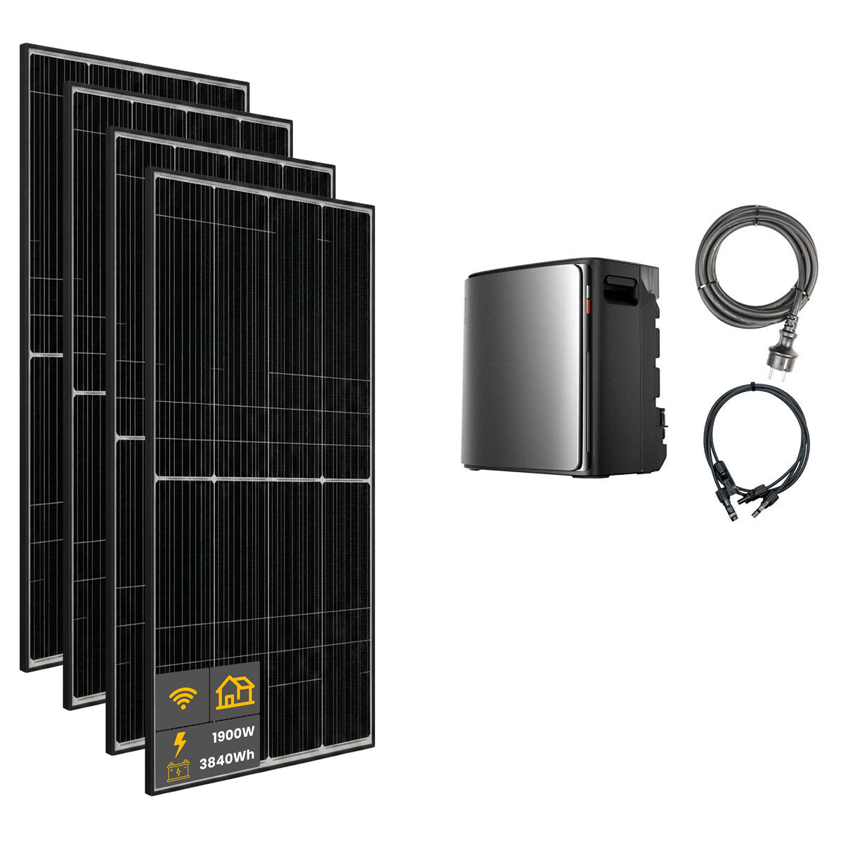 1900 W EcoFlow STREAM Ultra X Balkonkraftwerk | Set mit Mikrowechselrichter und 4x 475 W DAH bifacial Solarmodul ohne Halterung und 3,84 kWh Speicher