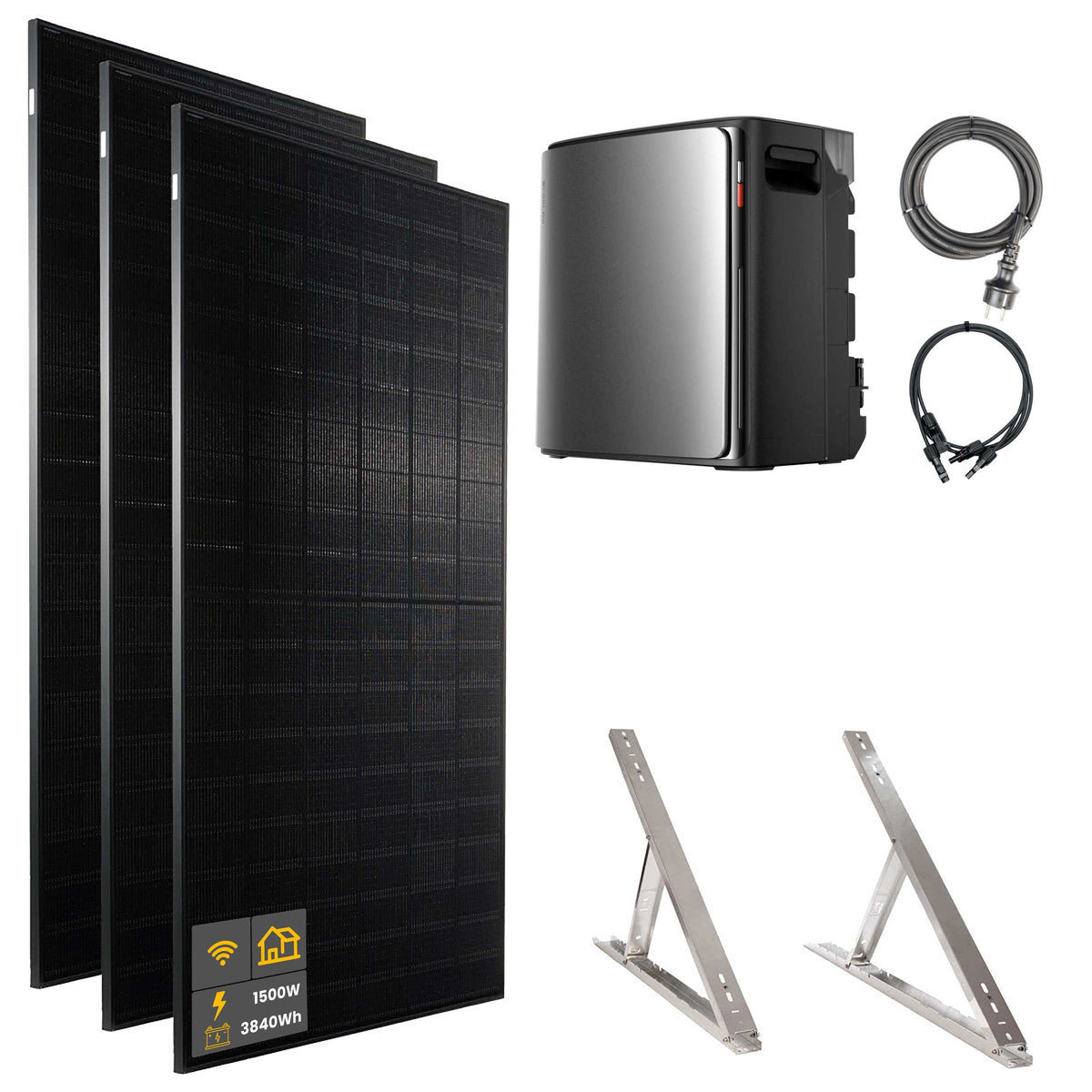 1500 W EcoFlow STREAM Ultra X Balkonkraftwerk | Set mit Mikrowechselrichter und 3x 500 W DAH bifacial Solarmodul mit Flachdach Halterung und 3,84 kWh Speicher