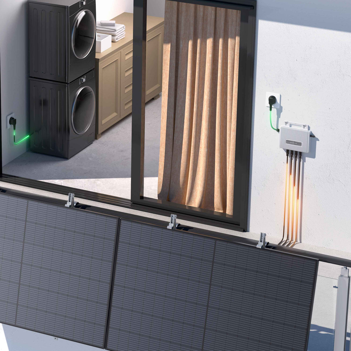 1000 W Balkonkraftwerk | Set mit EcoFlow STREAM 800 W Mikrowechselrichter und 2x 500 W DAH Solarmodul mit Gitterbalkon Halterung ohne Speicher