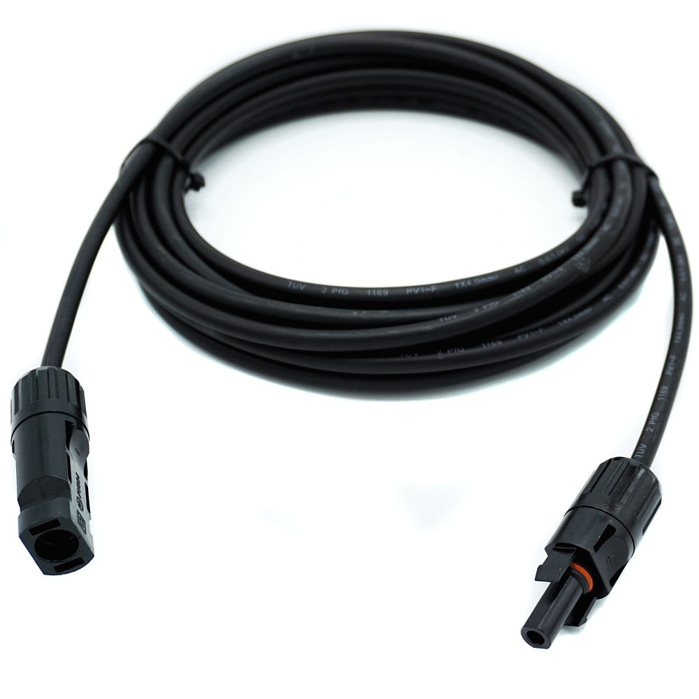 WATTSTUNDE® Solarverlängerungskabel 2x6 mm² Typ-MC4/Typ-MC4 1 m schwarz