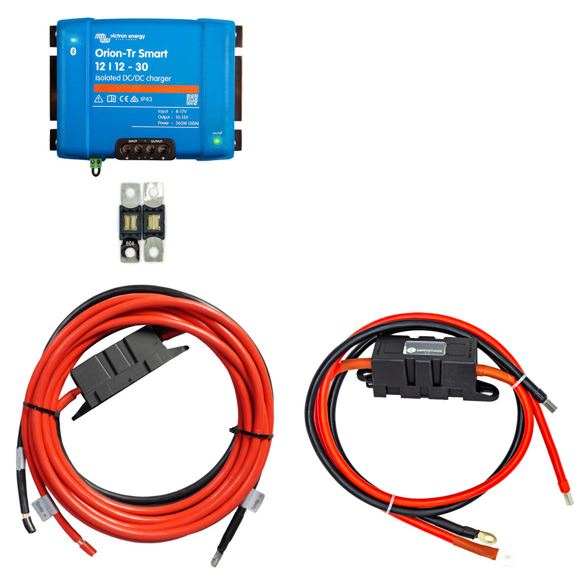 Ladebooster Set mit Victron Orion-Tr Smart 12/12-30 und Anschlusskabel für Start und Boardbatterie 5 m