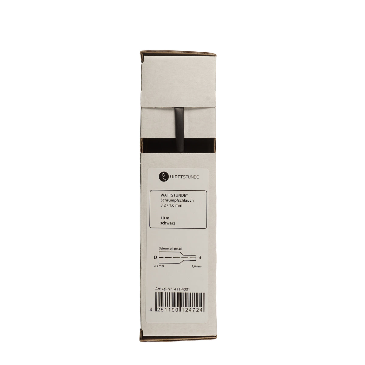 WATTSTUNDE® Schrumpfschlauch 3,2/1,6 mm 10 m schwarz