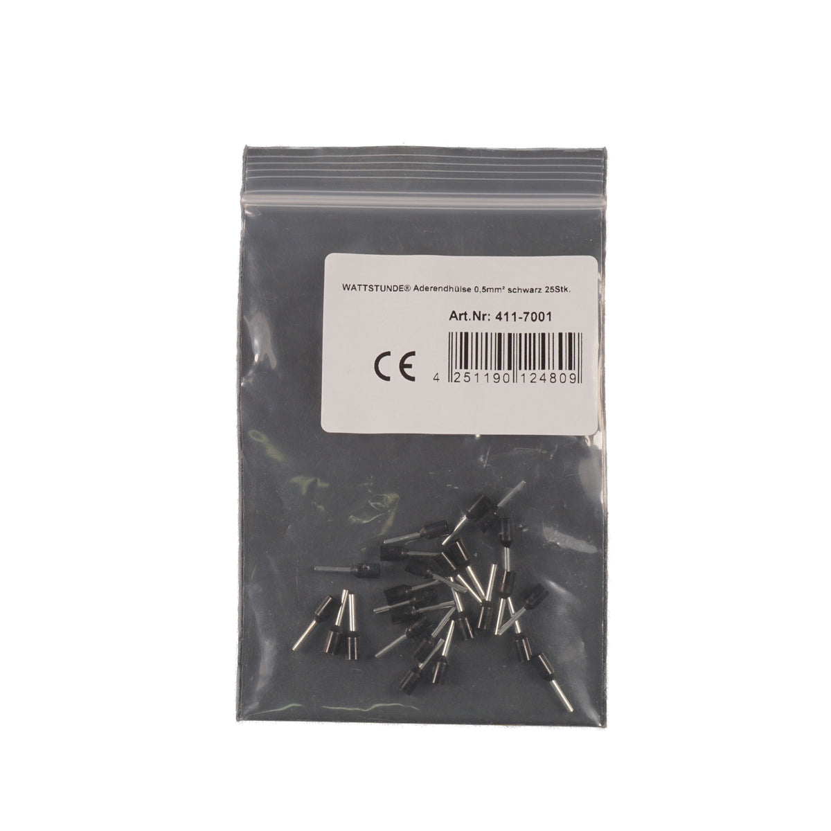 WATTSTUNDE® Aderendhülse 0,5 mm² schwarz 25 Stk.
