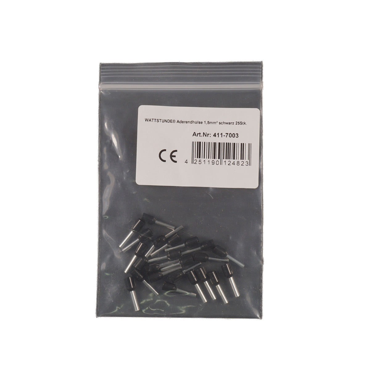 WATTSTUNDE® Aderendhülse 1,5 mm² schwarz 25 Stk.