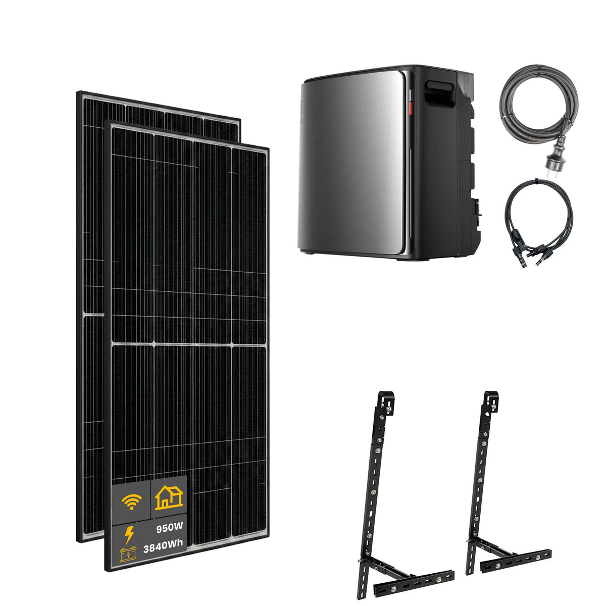 950 W EcoFlow STREAM Ultra X Balkonkraftwerk | Set mit Mikrowechselrichter und 2x 475 W DAH bifacial Solarmodul mit Gitterbalkon Halterung und 3,84 kWh Speicher