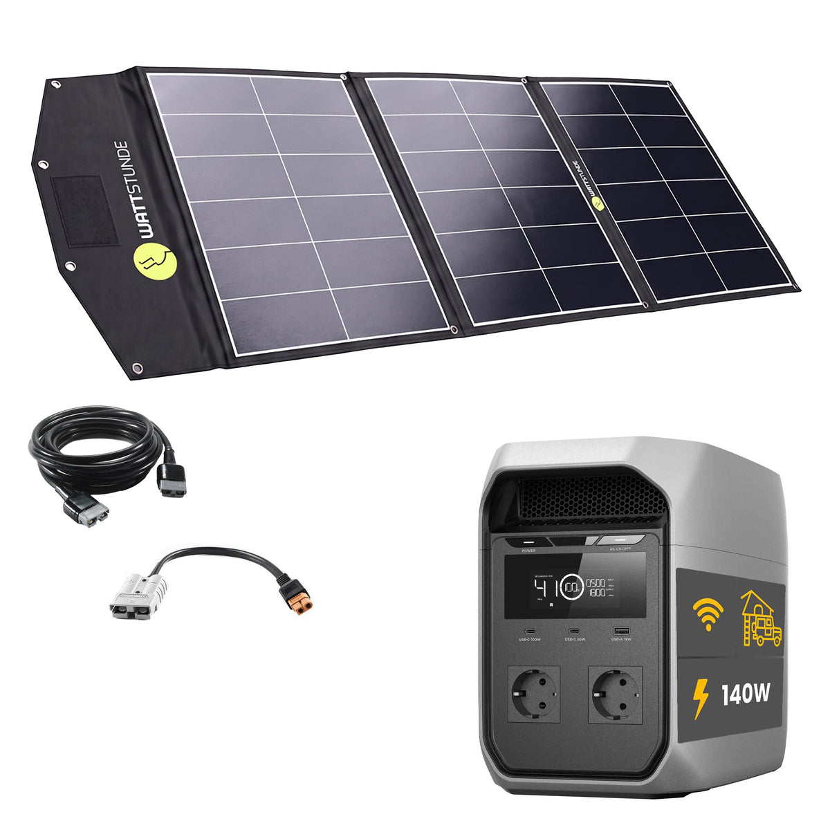 EcoFlow DELTA 3 Classic Powerstation Bundle mit WATTSTUNDE® SOLA Ease+ 140 Wp SunFolder Solartasche