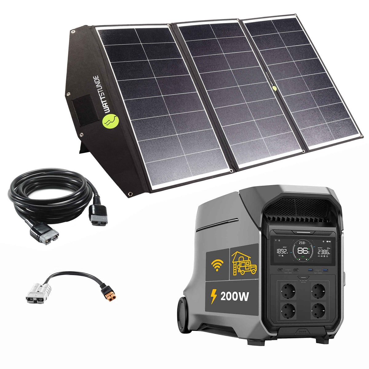 EcoFlow DELTA PRO 3 Powerstation Bundle with WATTHUNDE SOLA Ease 200 W SunFolder