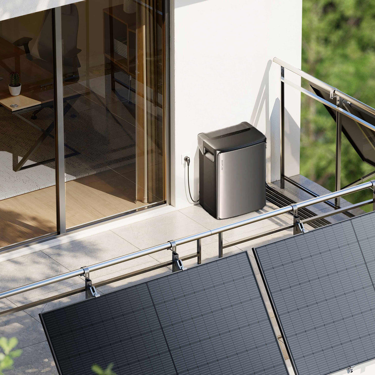 1000 W EcoFlow STREAM Ultra X Balkonkraftwerk | Set mit Mikrowechselrichter und 2x 500 W DAH bifacial Solarmodul mit Gitterbalkon Halterung und 3,84 kWh Speicher