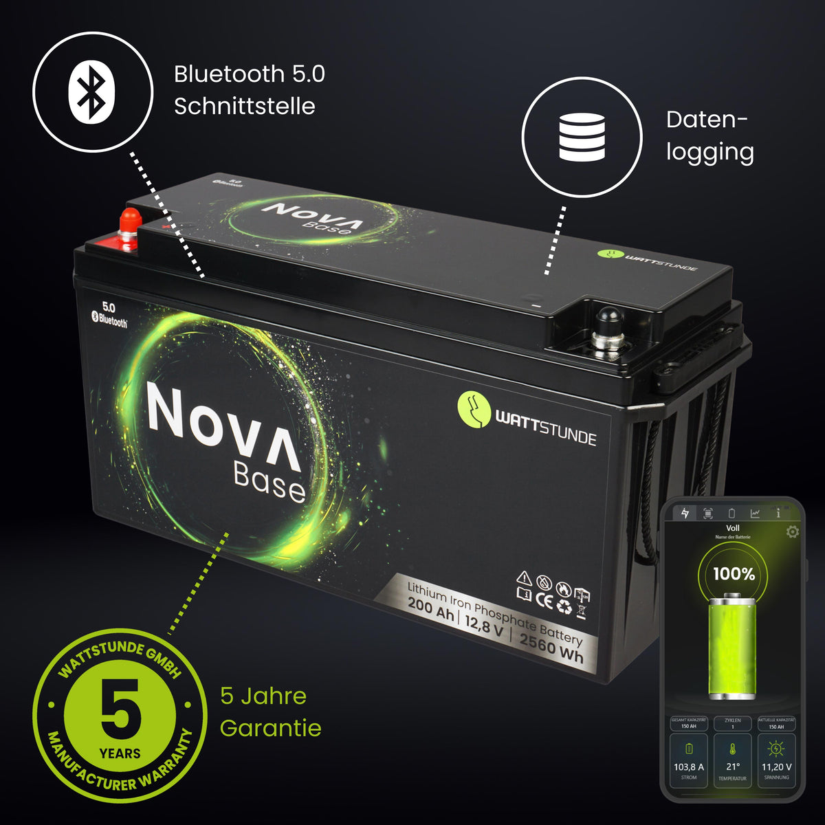 WATTSTUNDE® NOVA Base 200 Ah Batterie LiFePO4
