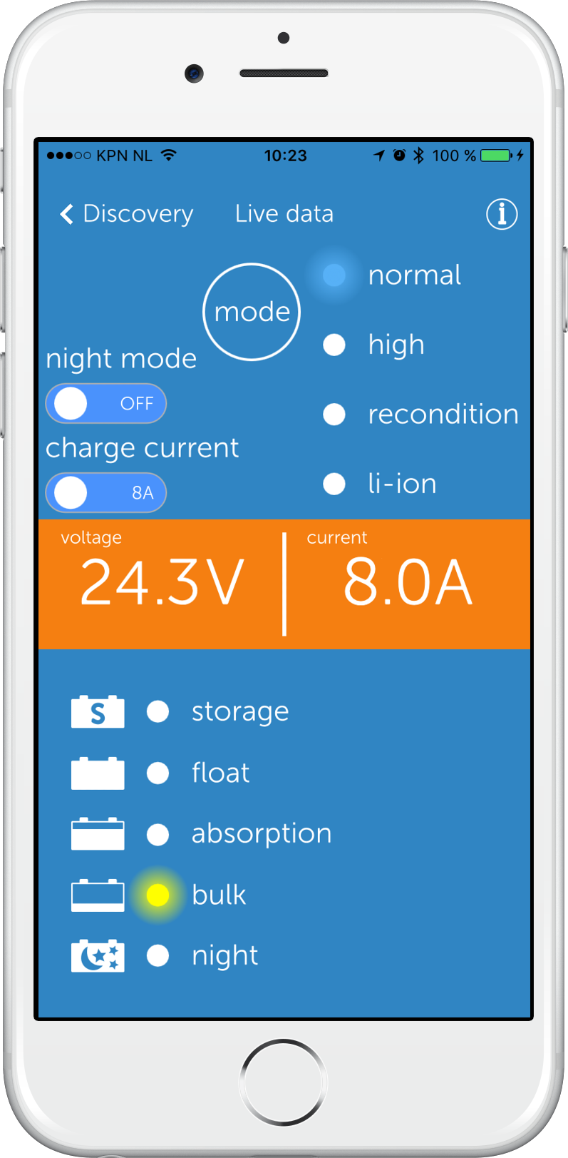Victron Blue Smart IP22 Batterieladegerät Bluetooth 24/12 1 Ausgang