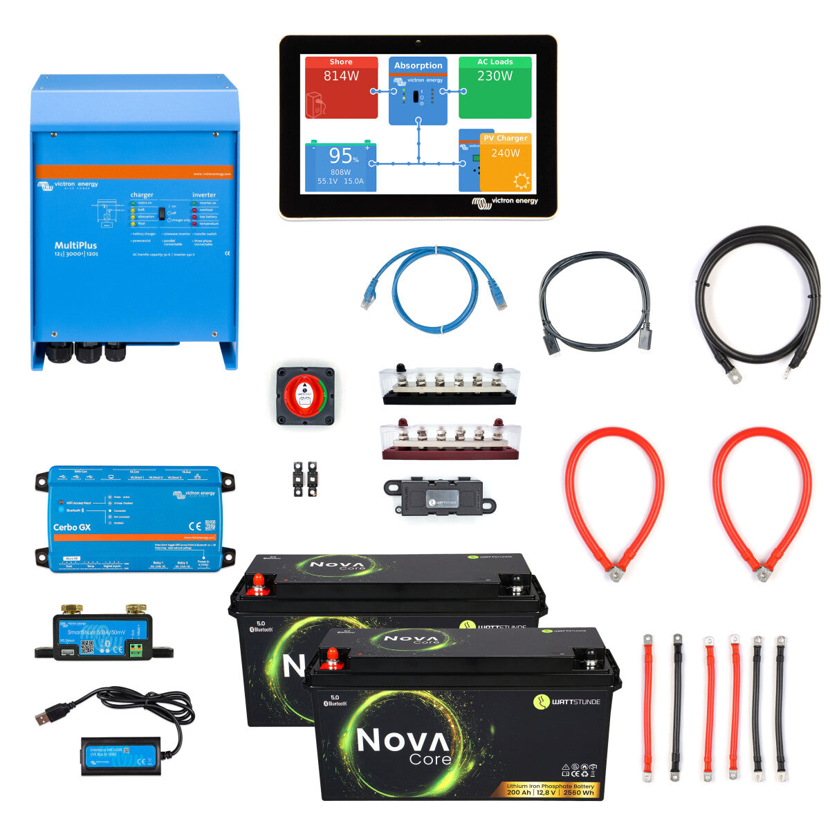 WATTSTUNDE® Wohnmobil Power-Set 2400 W MultiPlus 12/3000 Elite